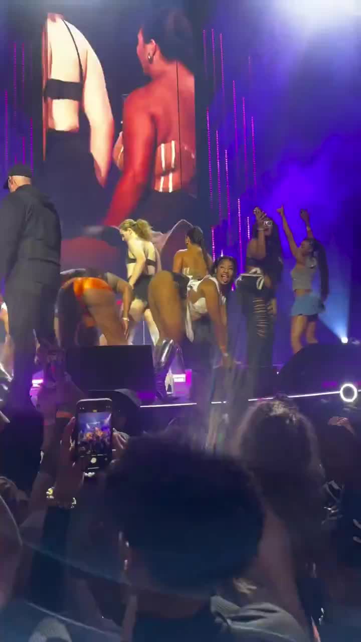 Megan Thee Stallion on stage with Hotties at the #HotGirlSummerTour in New Orleans.