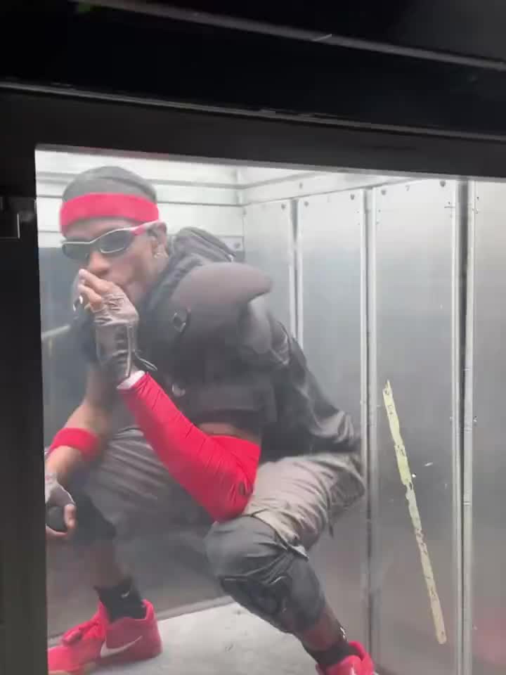 The moment before Travis Scott gets launched onto the stage in London The moment before Travis Scott gets launched onto the stage in London